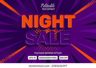 Editable Text Effect Night Sale Vector Premium Template.