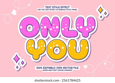 Editable text effect only you 3d cartoon template