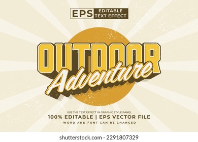 Efecto de texto editable - Outdoor Adventure 3d Estilo de plantilla de cosecha de vintage Premium vector