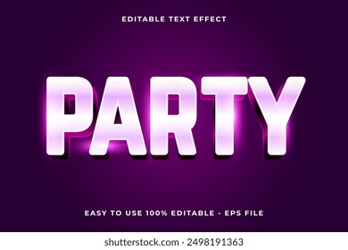 Editable text effect party 3d glossy template style trendy vector