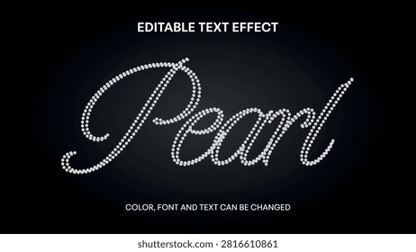 editable text effect with pearls. elegant text effect with white beads	