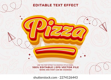Editable text effect Pizza 3d cartoon template style premium vector
