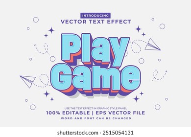 Editable text effect Play Game 3d Cartoon template style premium vector