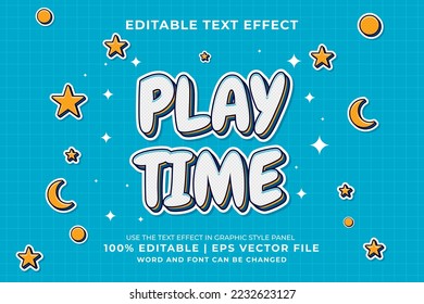 Editable text effect - Play Time Cartoon template style premium vector