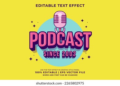 Editable text effect Podcast Logo 3d Cartoon template style premium vector