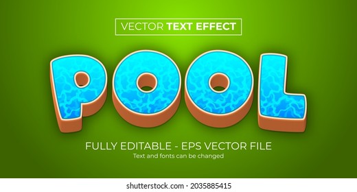 Editable Text Effect Pool Template With 3 Dimension Type Style