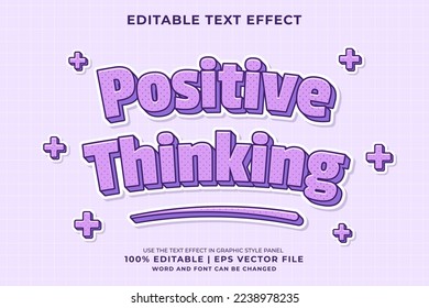 Editable text effect - Positive Thinking Cartoon template style premium vector