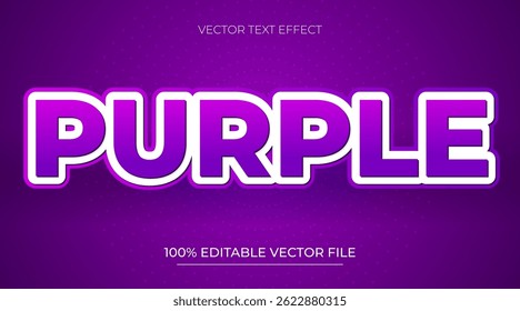 Editable text effect with purple color 3d style and editable