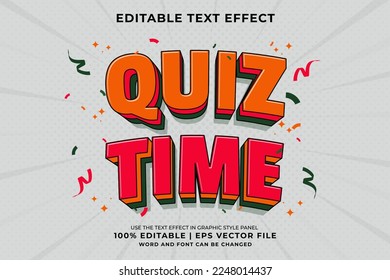 Editable text effect - Quiz Time Traditional Cartoon template style premium vector