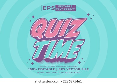 Editable text effect - Quiz Time 3d Cartoon template style premium vector