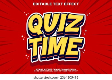 Editable text effect - Quiz Time 3d cartoon template style