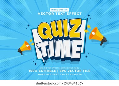 Editable text effect Quiz Time 3d Cartoon template style premium vector