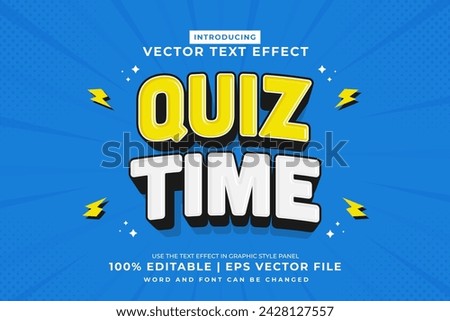 Editable text effect Quiz Time 3d Cartoon template style premium vector