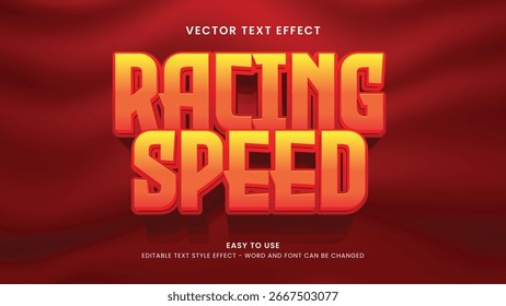 Editable text effect racing speed 3d style premium vector 
