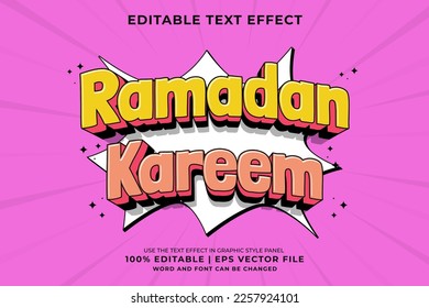 Editable text effect - Ramadan Kareem 3d Traditional Cartoon template style premium vector