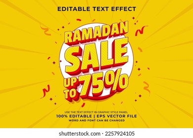 Editable text effect - Ramadan Sale 3d Traditional Cartoon template style premium vector