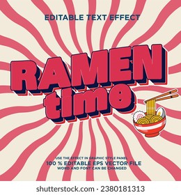 Editable text effect ramen time 3d japan style use for bussines tittle
