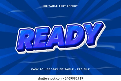 Editable text effect Ready 3d Cartoon template style premium vector