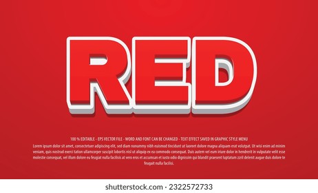 Editable text effect red 3d style