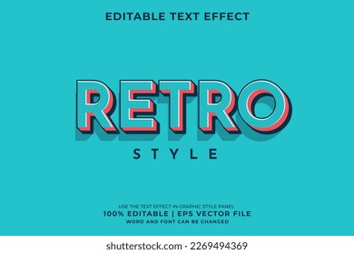 Editable text effect Retro 3d template style premium vector