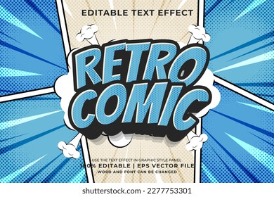 Editable text effect retro 3d Cartoon Comic style premium vector