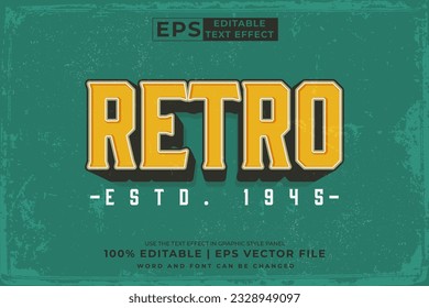 Editable text effect Retro 3d template style premium vector