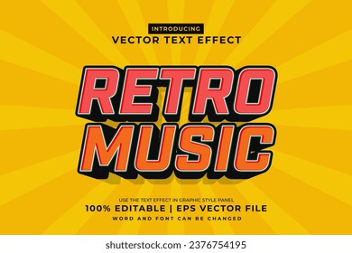 Editable text effect Retro Music 3d  Vintage style premium vector