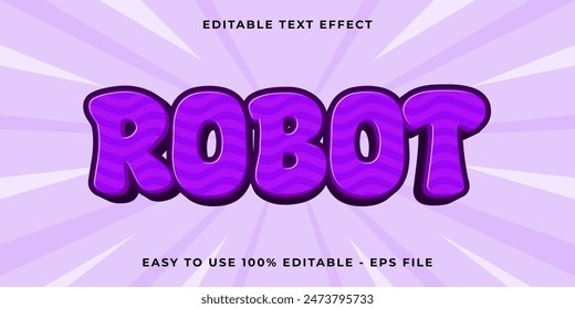 Editable text effect robot 3d Trendy Cartoon template style premium vector