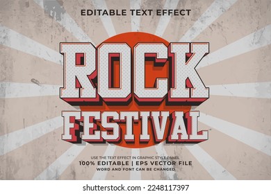 Editable text effect - Rock Festival Retro template style premium vector