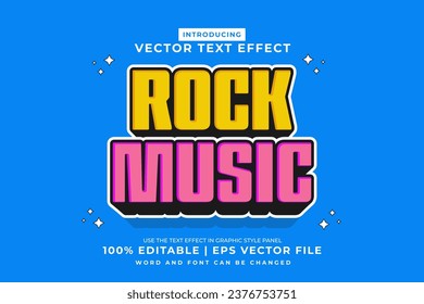 Editable text effect Rock Music 3d Cartoon style premium vector