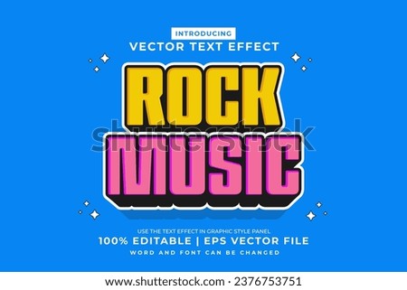 Editable text effect Rock Music 3d Cartoon style premium vector