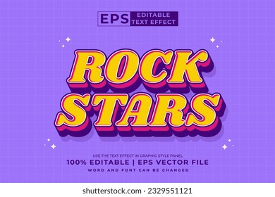 Bearbeitbarer Texteffekt Rock Stars 3d Cartoon Vorlage Premium Vektorgrafik