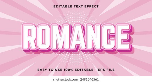 Editable efecto de texto romance 3d dibujos animados estilo de Plantilla de moda Vector