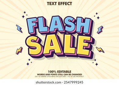 editable text effect for sale banner with retro style. Comic style typography template