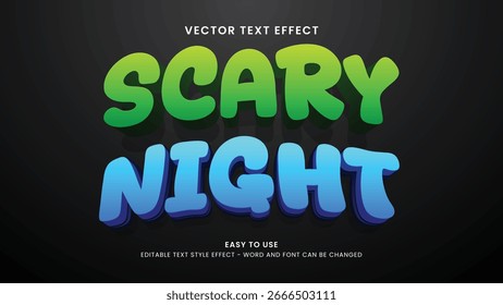 Editierbarer Texteffekt beängstigend Nacht 3d Stil Premium Vektor 