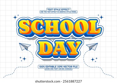 Editable Text Effect School Day 3d Cartoon Style