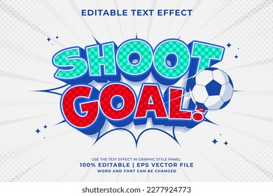 Editable text effect shoot goal 3d Cartoon Comic style premium vector