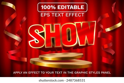 Editable text effect. Show font template. Retro style. Vector illustration