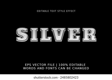 Editable text effect silver 3d Cartoon Cute template style premium vector