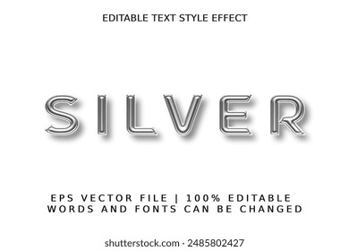 Editable text effect Silver
 3d Cartoon Cute template style premium vector