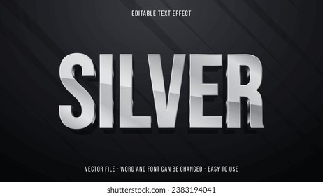 Editable text effect silver mock up, chrome text style suitable for business brand