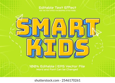 Editable text effect Smart Kids 3D cartoon style