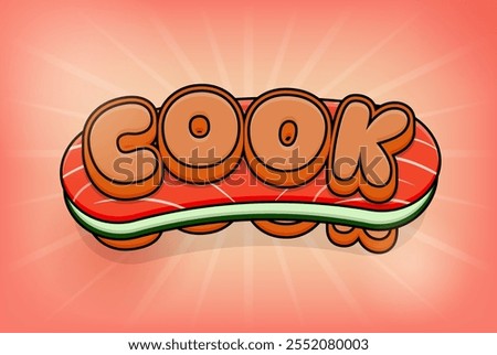 Editable Text Effect of Smoked Salmon with Pickled Cucumber Sandwich, Ideal for New York Breakfast Menus and Healthy, Flavorful Food Concepts for New Yorkers