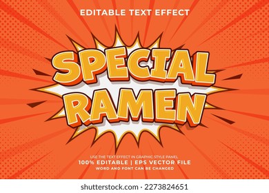 Editable text effect Special Ramen 3d cartoon template style premium vector