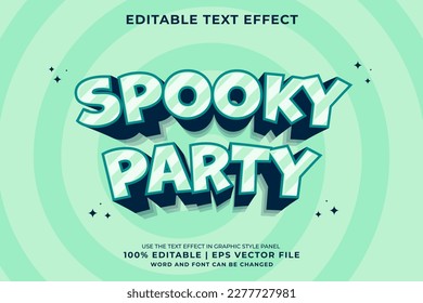 Editable text effect Spooky Party 3d cartoon template style premium vector