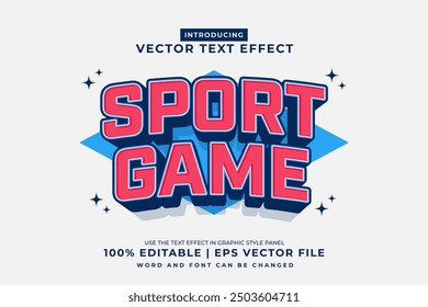 Editable text effect Sport Game  3d Cartoon template style premium vector