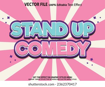 Editable text effect Stand up comedy 3d template style premium vector