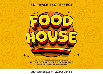 Editable text effect Steak House Traditional Cartoon template style premium vector