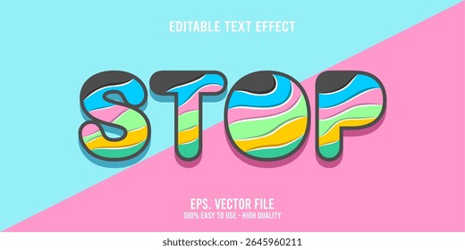 Editable text effect STOP word art typography illustration template style premium vector