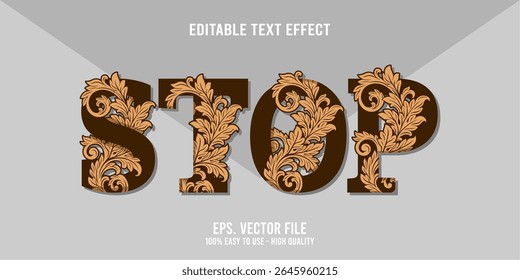 Editable text effect STOP word art typography illustration template style premium vector